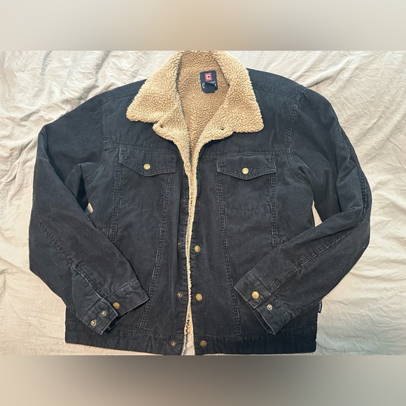Chaps Jacket Blue Corduroy Sherpa Lined Mens M